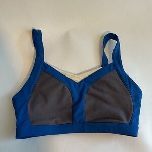 Fabletics Small Sports Bra Adjustable Straps Mesh Sweetheart Neckline Gray Blue